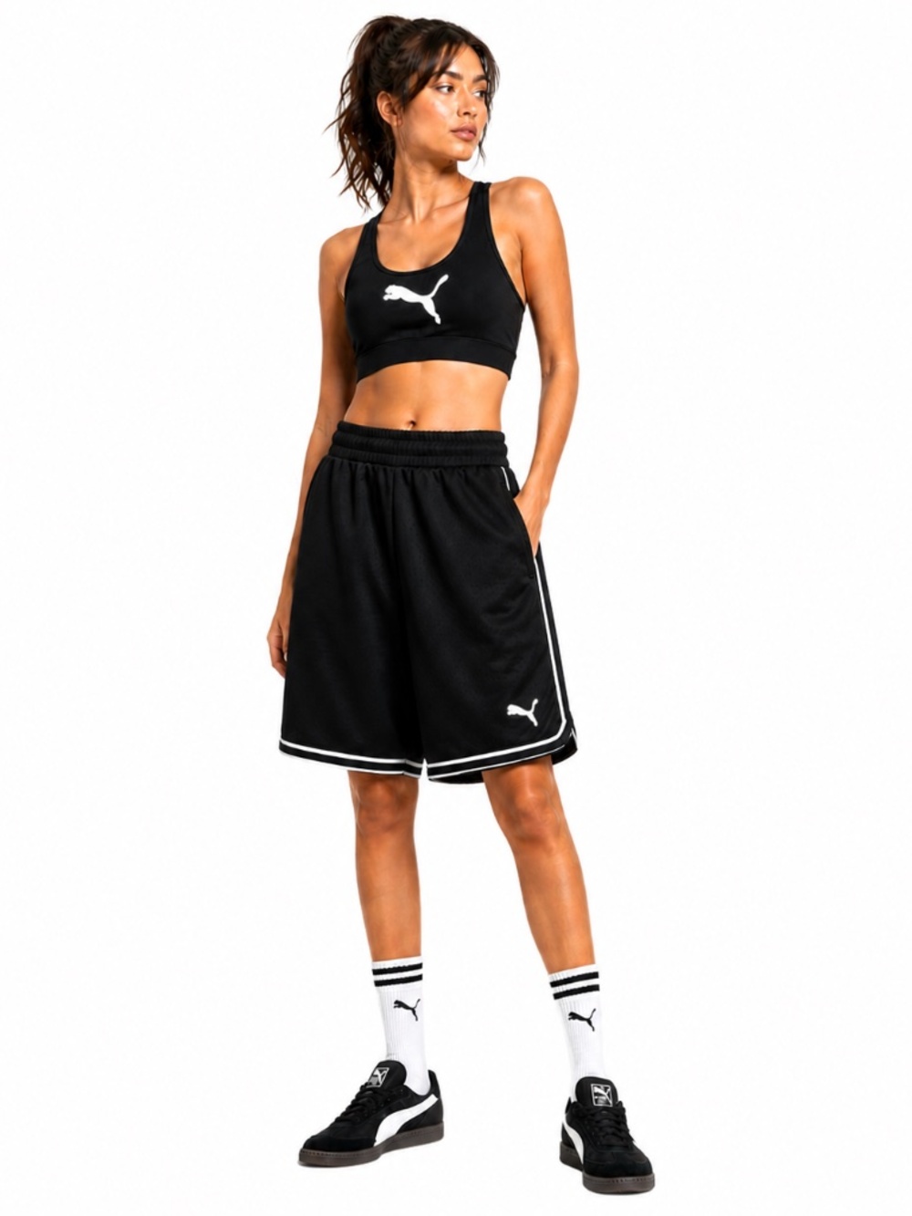 4/$20➡️ Puma Black & White Racerback Athletic Sports Bra – Size XS EUC